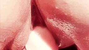 mature wife spreads her huge shaved pussy lips close up teasing wet