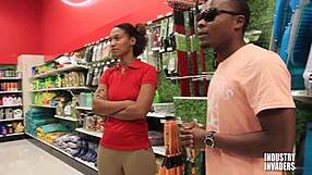 STOCKROOM surprise DEEPTHROAT blowjob from curvy slut shocks everyone