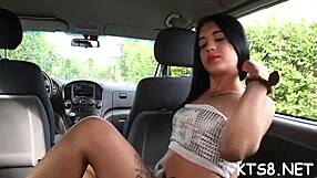 yummy shemale doxy spreads cheeks begging first-time anal assfucking from huge cock