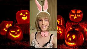 exploding with joy over big dick tranny halloween cumshot