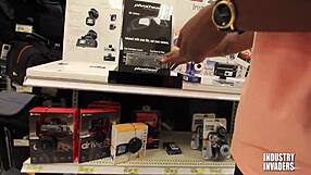 STOCKROOM surprise DEEPTHROAT blowjob from curvy slut shocks everyone