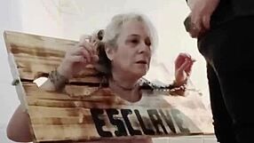 Bound French Slave In Pillory Endures Uro Masturbation Torment On Halloween