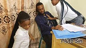 college teens in miniskirts seduce young lecturer at work for quickie pussy fuck
