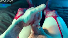 Femboy Trap Strokes Monster Cock In Red Lingerie Close-Up Perfect Body
