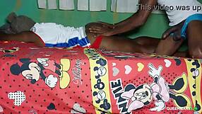 i catch my horny ebony neighbor spying while i fuck on bed