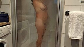 Tanned Egyptian Stepsis Teases Shaved Pussy in Hotel Bathroom