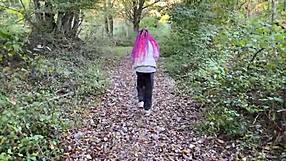 rough forest spanking has teen squirting with cum in mouth