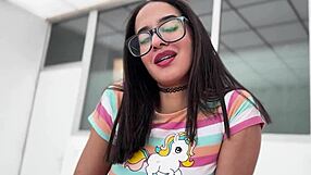 Latina Alice Biancci gulps cum from two cocks in wild mmf ass ride