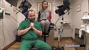 Dr Tampa Humiliates Curly Latina Kalani Luana in Latex Gloves Entrance Exam