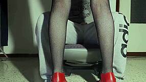 double creampie drips from my wet hairy pussy in lingerie and stilettos