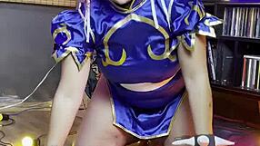 chubby chun-li cosplay photoshoot backstage