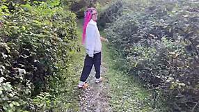 rough forest spanking has teen squirting with cum in mouth