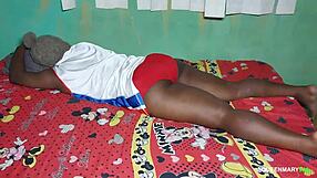 i catch my horny ebony neighbor spying while i fuck on bed
