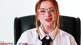 Seductive Redhead Office Secretary In Lingerie And Heels Tempts Cheating