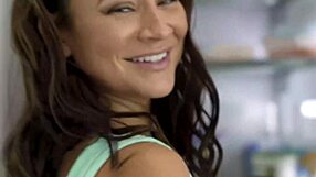 stepdaughter lexi victoria yanks down her mint green lingerie for father-in-law