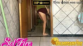 hey sexy, want your redhead maid megan fire flashing panties and tits in bedroom dance?!