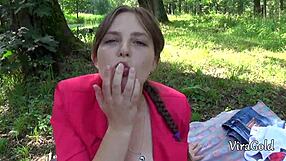 Quick woods picnic fuck creampies her wet pussy so good