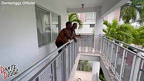Bubble butt ebony Bella creams on BBC then gets ripped clothes fucked