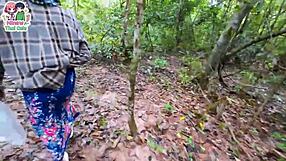 thai teen picks mushrooms in forest and ends up surprised