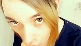 SHEmale Slut Drops to Knees Craving Horny Cock Worship Adoration
