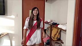 PERUVIANA ASS GOAL! Candyboom scores on her perfect latina booty before the big game!