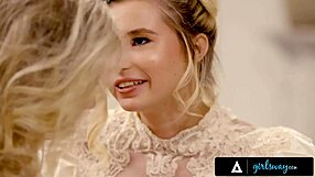 Cougar Julia Ann Teases Blonde Bride Carolina Sweets with Lingerie Fingering and Face Sitting