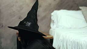 Halloween Witch's Tight Pussy Swells Riding Stranger's Cock in Bedroom