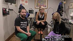 channy crossfire gags on cock backstage then bent over for creampie doggystyle blast