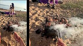 bbq turns wild with this couple fucking outdoors then bed steamy sex
