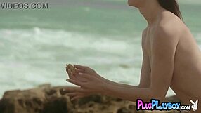 Petite milf strips naked outdoors showing natural tits