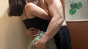 pinay sneaks bathroom for steamy lover kiss and tits play