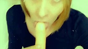 SHEmale Slut Drops to Knees Craving Horny Cock Worship Adoration