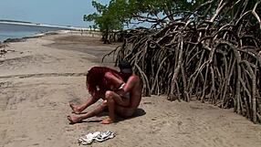 latina milf with small firm tits teases beach fuck