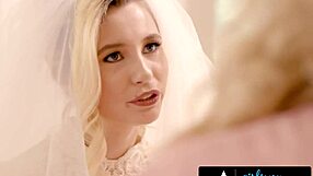 Cougar Julia Ann Teases Blonde Bride Carolina Sweets with Lingerie Fingering and Face Sitting