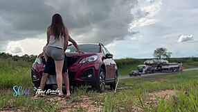 i couldn't resist fucking her with cars zooming by watching us