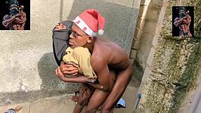 petite ebony bent over for big black cock doggystyle missionary outdoors at christmas?