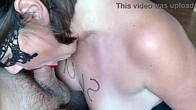 Beautiful milf stepmom slurps young cock drooling cum all over her slutty face