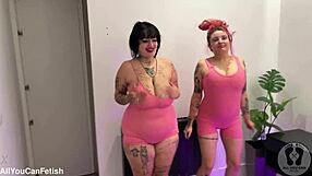 Huge boobs jump over shaking ass in belly fetish tease