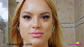 Glamorous Blonde Enjoys Steamy Sensual Shower Tease