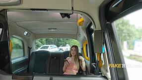 taxi driver sizes up latina slut's tits against wife's flashing pair