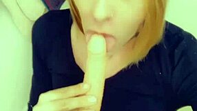 SHEmale Slut Drops to Knees Craving Horny Cock Worship Adoration