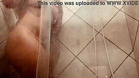 shower girl spreads legs flashing huge hairy pussy lips closeup?