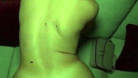 Miriam flashes small natural tits and shaved pussy in garage pov.