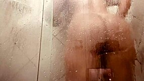 shower girl spreads legs flashing huge hairy pussy lips closeup?