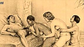 vintage erotic art features antique retro hairy beaver displays
