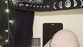 goth teen bends over spreads juicy fat ass for daddy