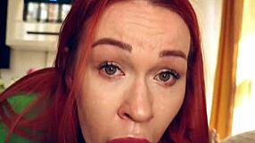 Naughty Redhead Step Sister Sucks Step Brother's Huge Cock During Secret Day Nap POV