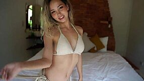 Skinny tropical asian blonde squirting from doggystyle pounding tight pussy!