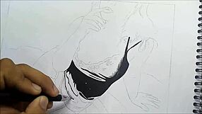 lingerie model sketches captivating timelapse art creation