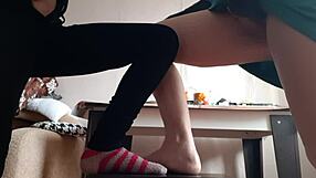 Student tempts milf to masturbate on chairs together